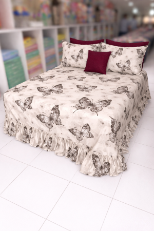 Lençol com babado Queen 2.40x 2.60 frinhas com abas americana