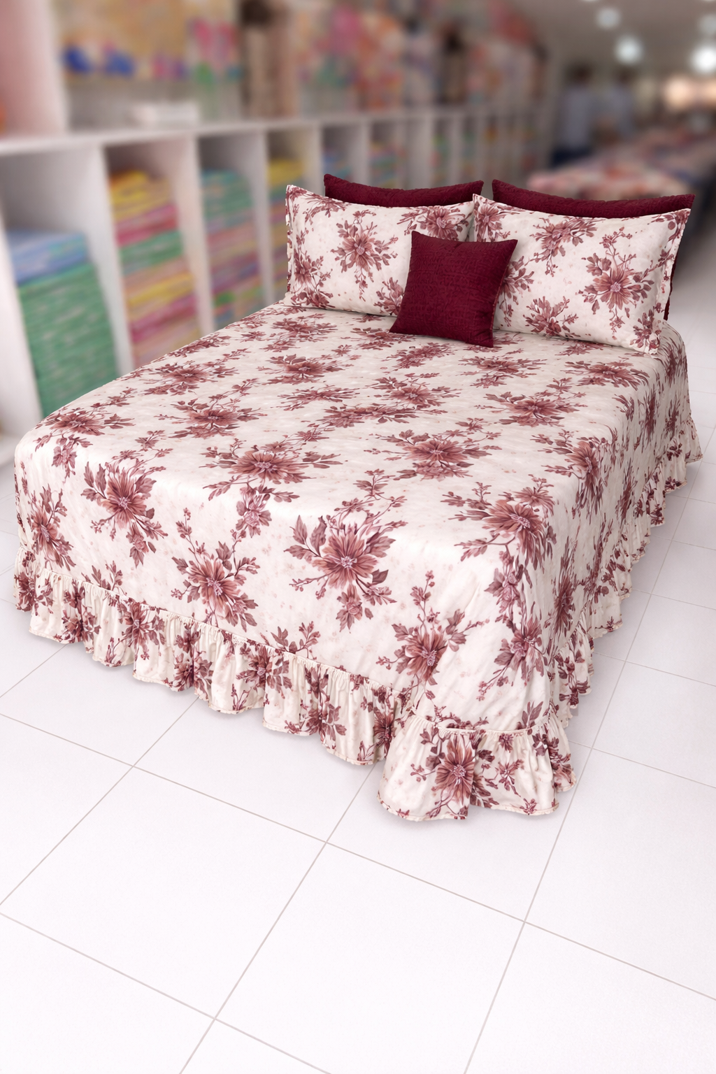 Lençol com babado Queen 2.40x 2.60 frinhas com abas americana - Imagem 3