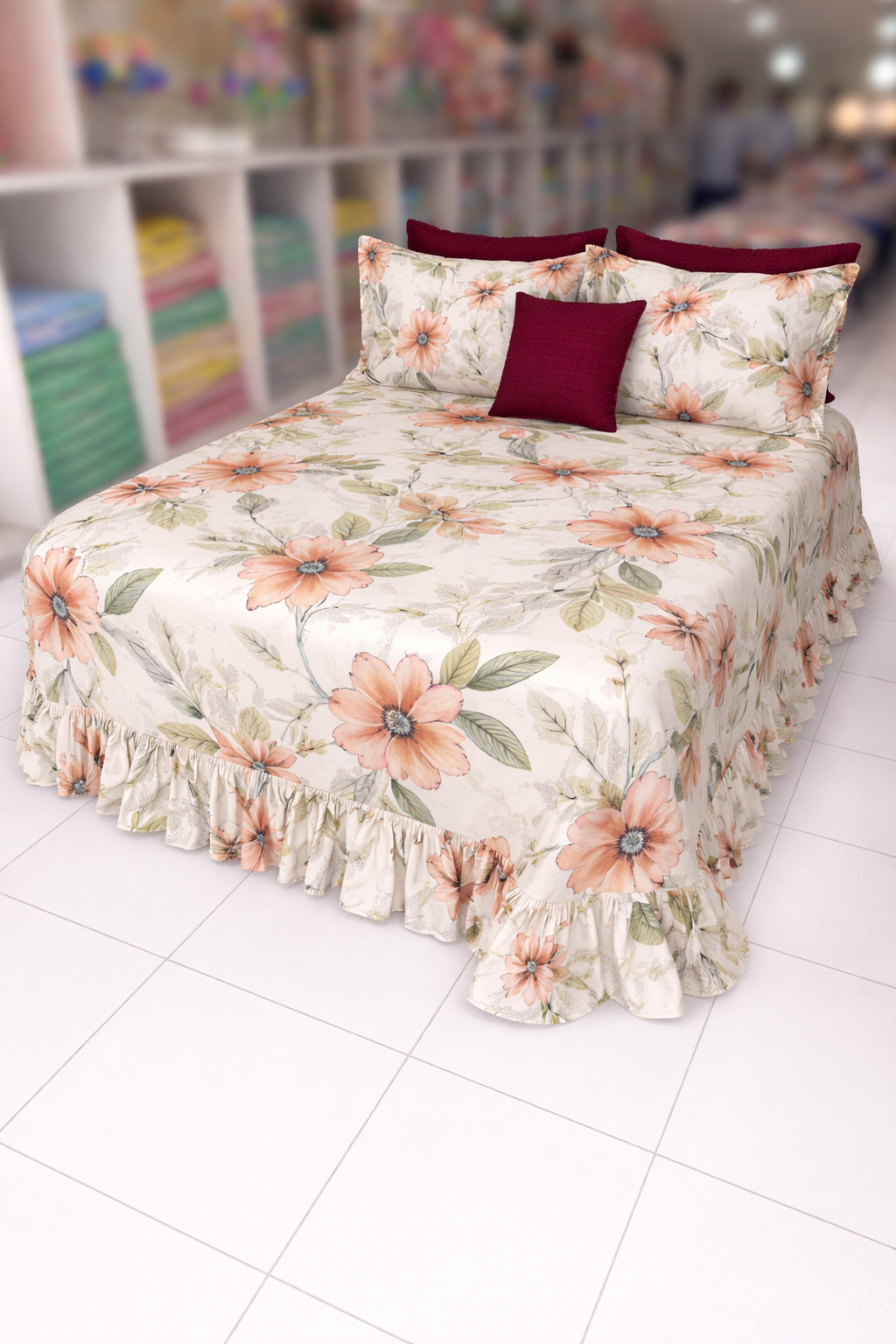 Lençol com babado Queen 2.40x 2.60 frinhas com abas americana - Imagem 5