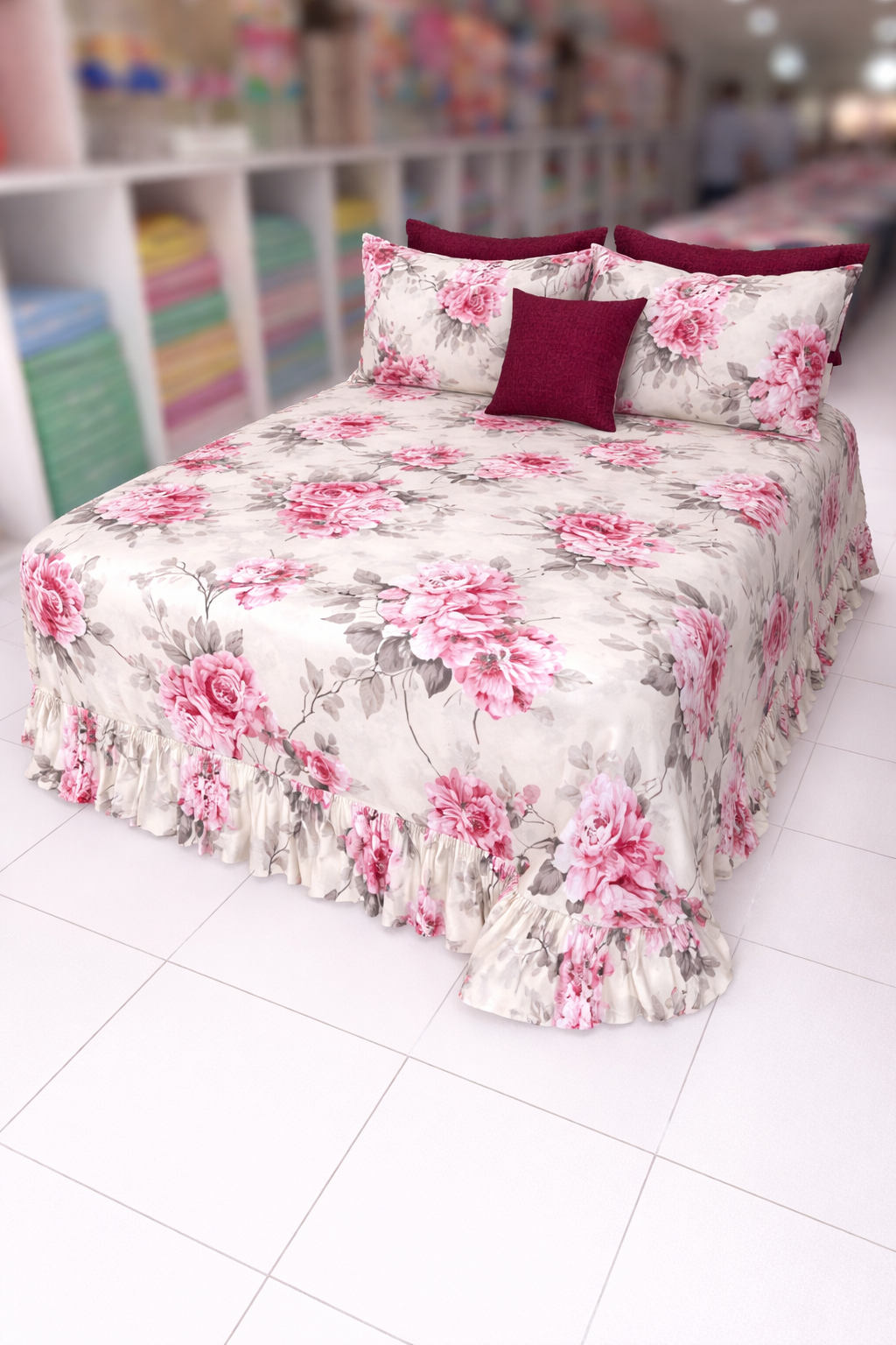 Lençol com babado Queen 2.40x 2.60 frinhas com abas americana - Imagem 4