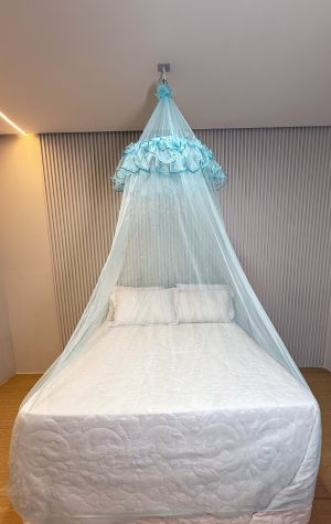 🛏️ Mosquiteiro De Teto babado duplo com envieis  premium (com elástico  – Proteção e Elegância
