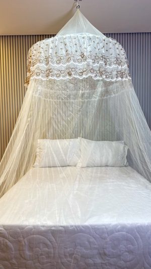 Mosquiteiro mexicano aro grande com babado e elástico de tecido volta ao mundo 100%poliester